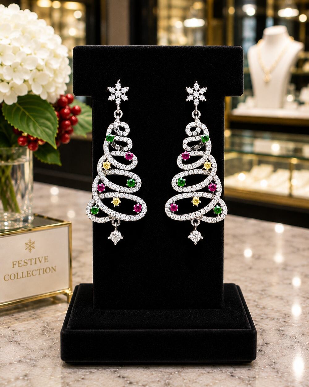 Christmas Tree Dangle Earrings